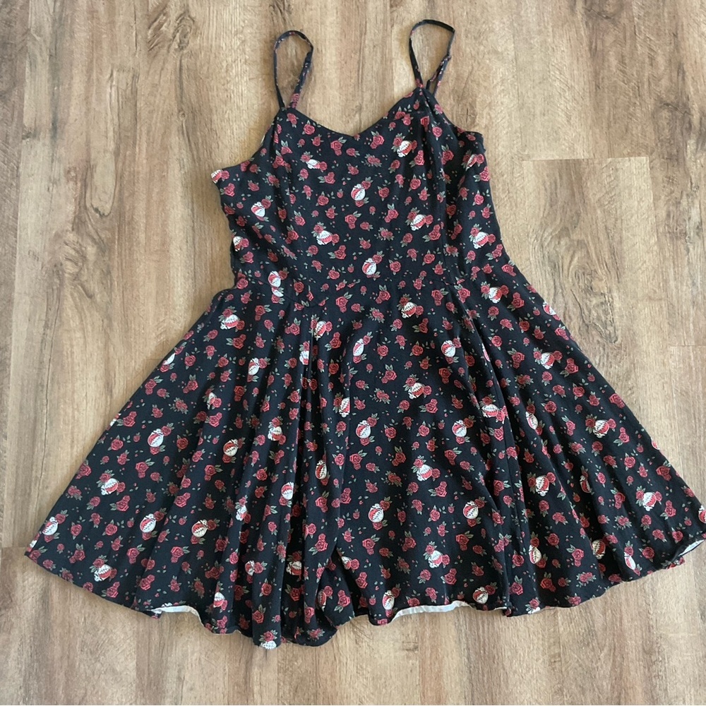 Grateful Dead Dress Juniors Size XL By Junkfood Mini Black Red Rose Stealie Band